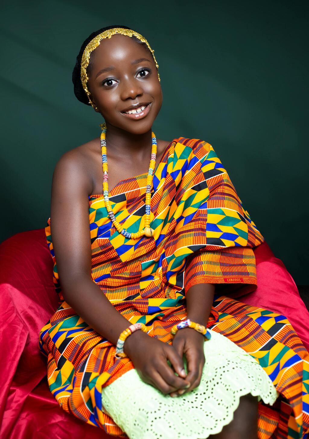 Traditional Ashante Kente dress, Ghana, Kumasi